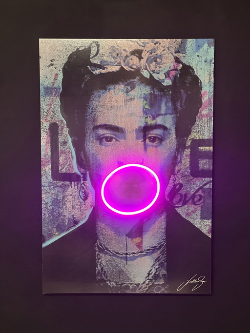 LedMansion Frida Kahlo Bubblegum PopArt Kunst aan de muur Led-lamp