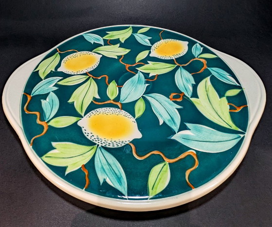 Dienblad uit de jaren 60 met bladeren en citroenen (Boch Frères) – Tafelaccessoires, Ceramic (photo 5 of 7)