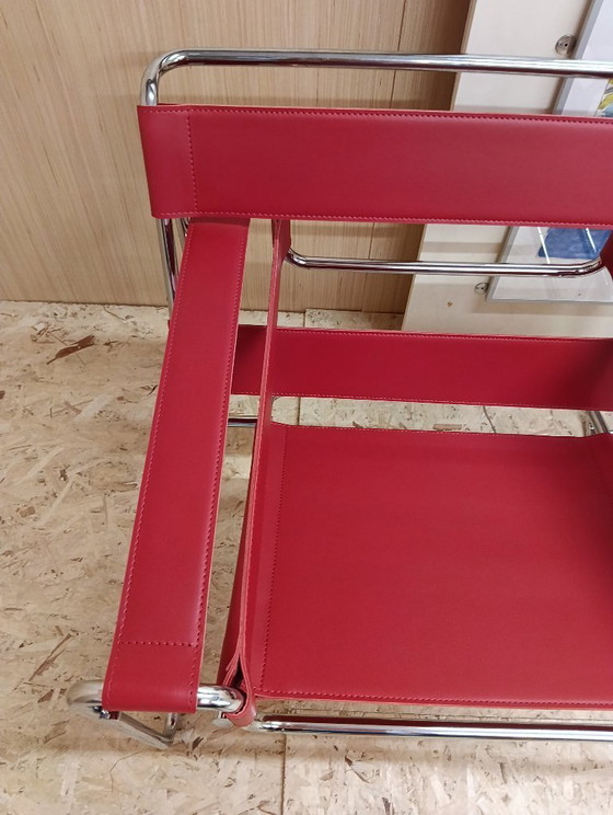 Image 1 of KNOLL Studio Set van 2 WASSILY B3 fauteuils (NIEUW) in rood leer