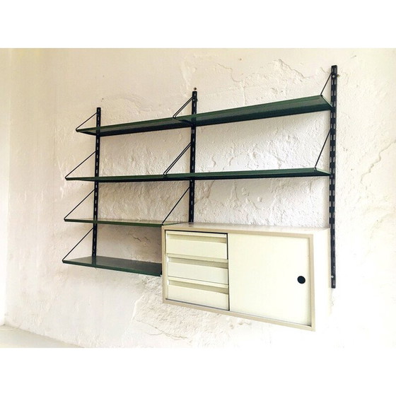 Image 1 of Vintage green and gray metal wall unit by Tjerk Reijenga for Pilastro, 1960