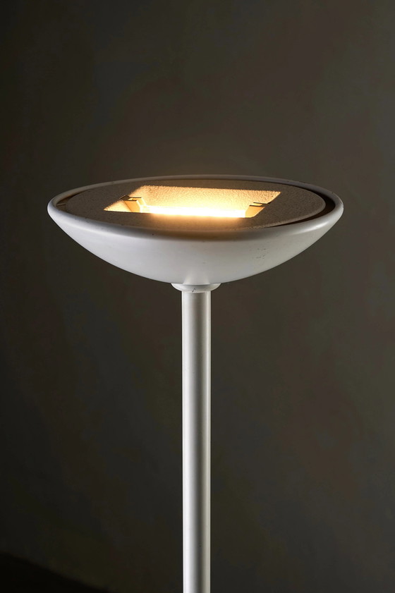 Metalarte Halogen Uplighter Stehleuchte, Spanien, 1980er Jahre, Stehleuchten, Metall, Weiß (Foto 5 von 5)
