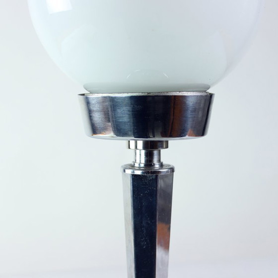 Image 1 of Art Deco Table Lamp In Chrome And Glass, Czechoslovakia 1940s