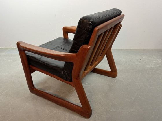 Image 1 of Set of 2 Mid-Century Design Komfort Solid Teak Wooden Lounge Chairs Attributed to Sven Ellekaer for Komfort, Denmark 1970s. 