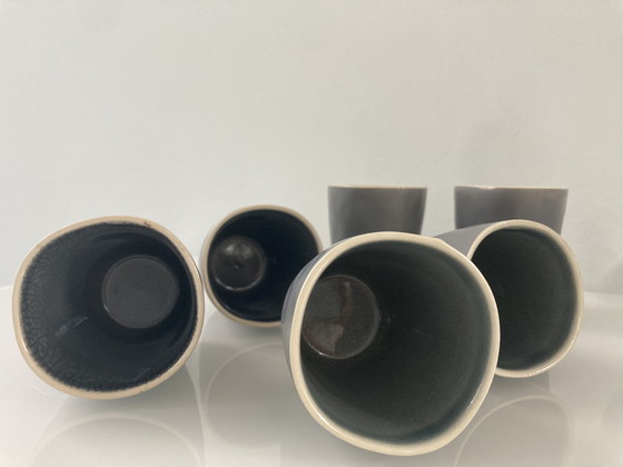 Image 1 of Set Of Six Blue Gray Espresso Cups