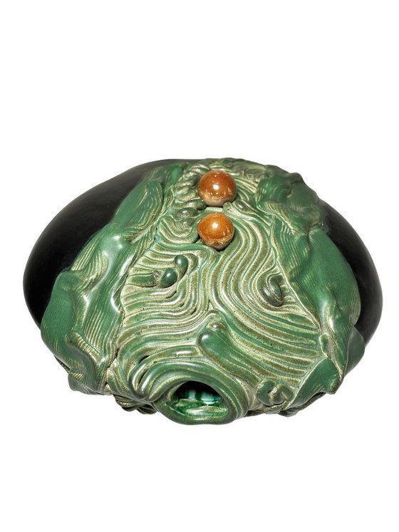 Image 1 of George Deliège Glazed Ceramic Vase - Vintage Belgian Design Sculptural Enameled Earthenware Bud Vase