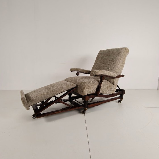 Englischer Liegesessel für Bibliotheken (um 1860) – Verstellbarer relaxsessel, Wood (photo 4 of 12)