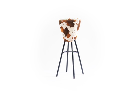 Image 1 of Set of 3 vintage stools - industrial meets animal pattern