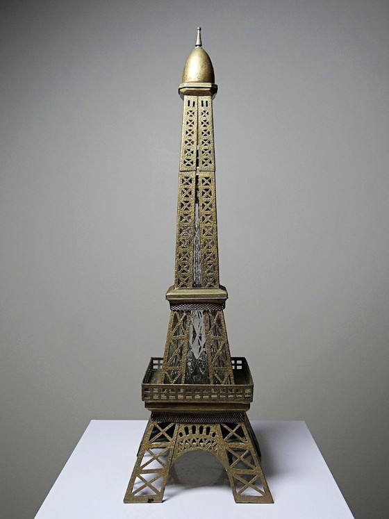 Image 1 of Large Eiffel Tower bottle, musical "Le Fiacre" vintage Japanese collection