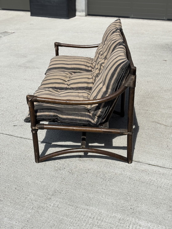 Image 1 of Vintage 3-seater bamboo sofa - new cushions - boho / safari style