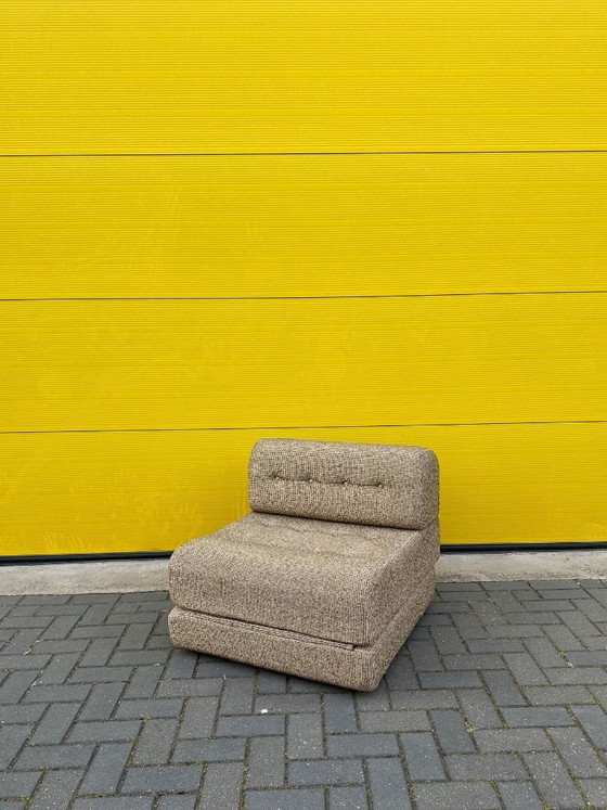 Image 1 of Vintage modular sofa / sofa bed - beige-brown woven fabric