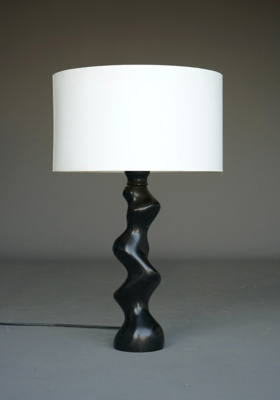 Model 42 Sculptural Ebonised Wood Table Lamp from Temde Leuchten, 1970s (photo 3 of 13)