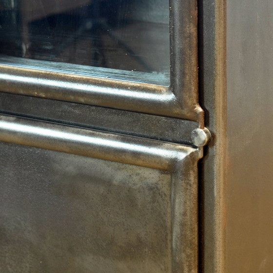 Polished iron medical cabinet, 1950s, kovona, Display cabinets, Metal, Glass, Black, Vintage (photo 11 of 13)