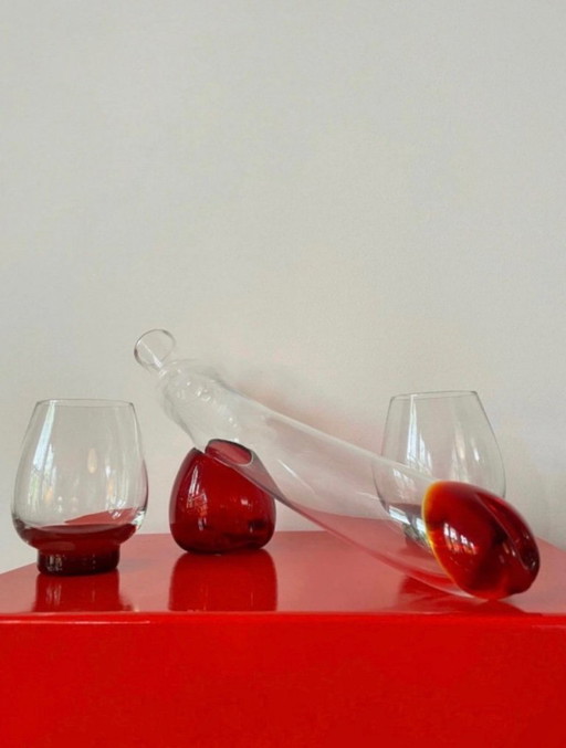 Juego de bebida vintage pene 'Fallos' - Holmegaard Dinamarca - decantador + vasos