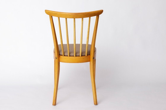 Image 1 of Vintage Beech Wood Kitchen Chair – 1960s German Design, Grey Upholstery, Restored