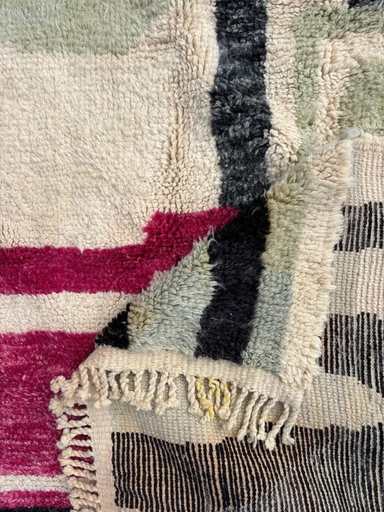 Image 1 of TAPIS MAROCAIN BERBERE 200x260 cm , Tapis coloré Beni Ourain, Tapis en laine fait main, Tapis shaggy, Tapis berbère décoratif, T