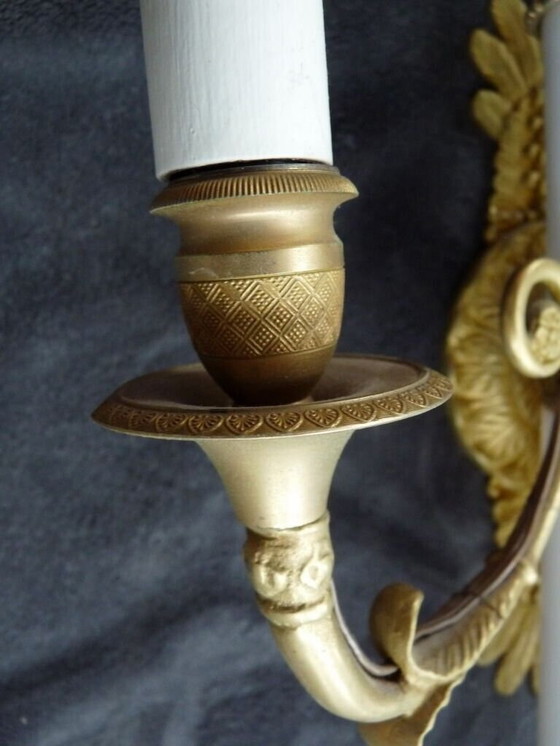 Image 1 of 2 gilt bronze empire wall sconces porcelain restoration