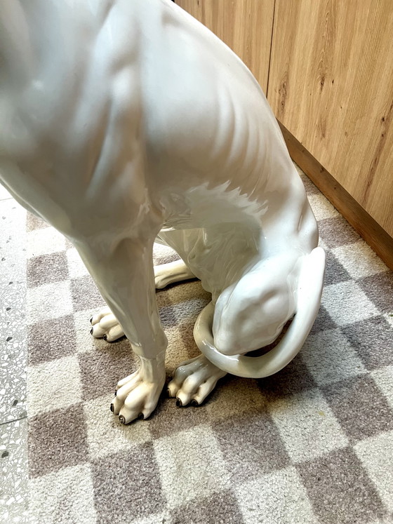 Image 1 of Statua vintage di levriero XL, realizzata in Italia.