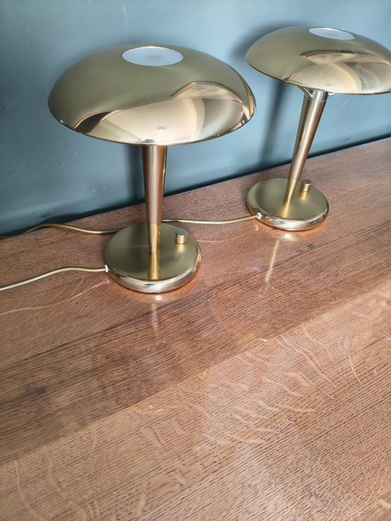 Image 1 of Pair of Postmodern Table Lamps | Holtkötter Germany  Vintage Mid-Century Modern | Designer Bedside Lamps