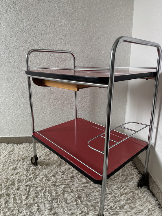 Image 1 of Rolling Formica Sideboard 60s