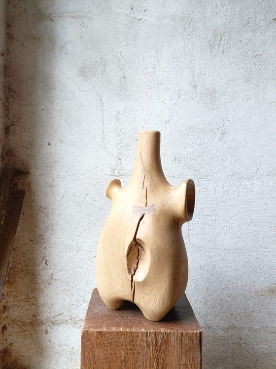 Grande Vaso / Scultura in Rovere Massiccio Intagliato – Sculture, Wood (photo 10 of 11)