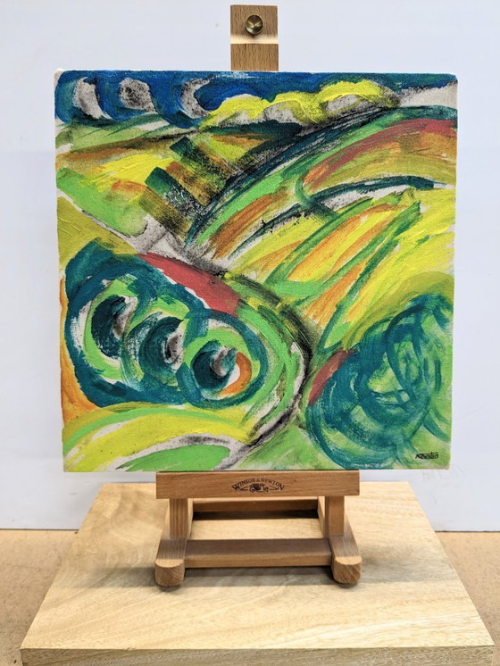 Image 1 of Exmoor County Gate Landscape Original Unprimed Canvas Nigel Waters Signed 30x30cm