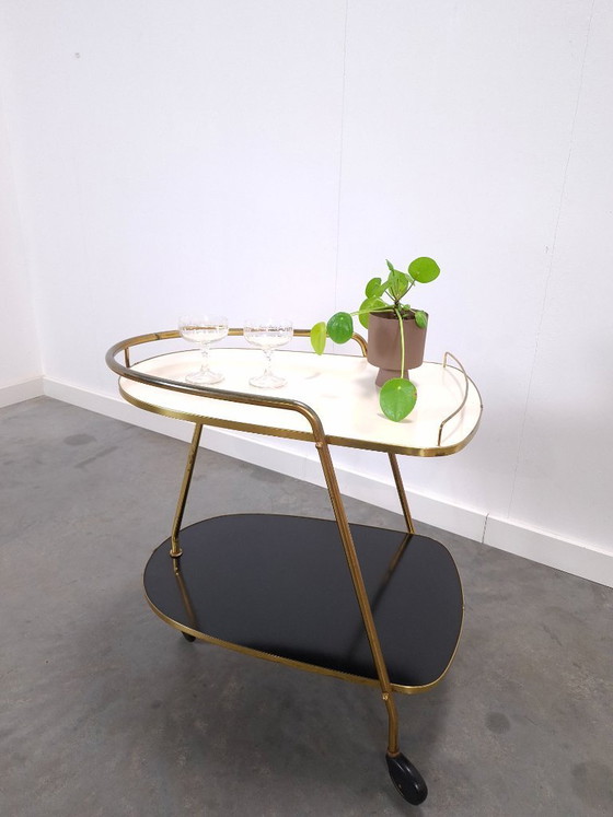 Image 1 of Ilse Möbel trolley met zwart wit formica