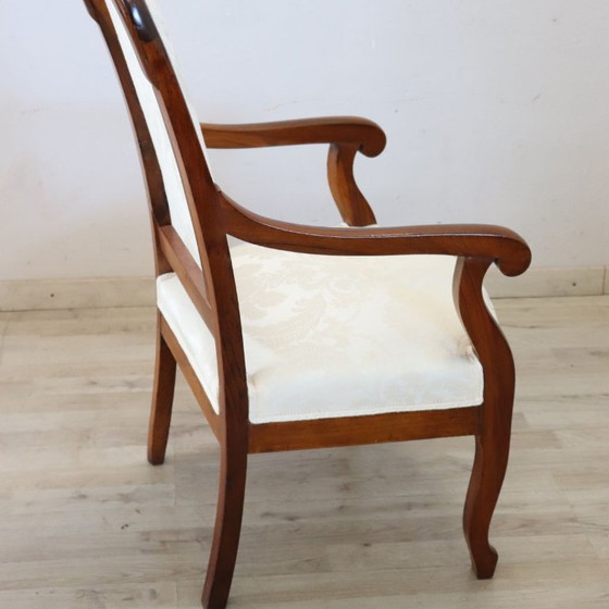 Fauteuil ancien en noyer, Italie 19ème siècle – Wood (photo 9 of 12)