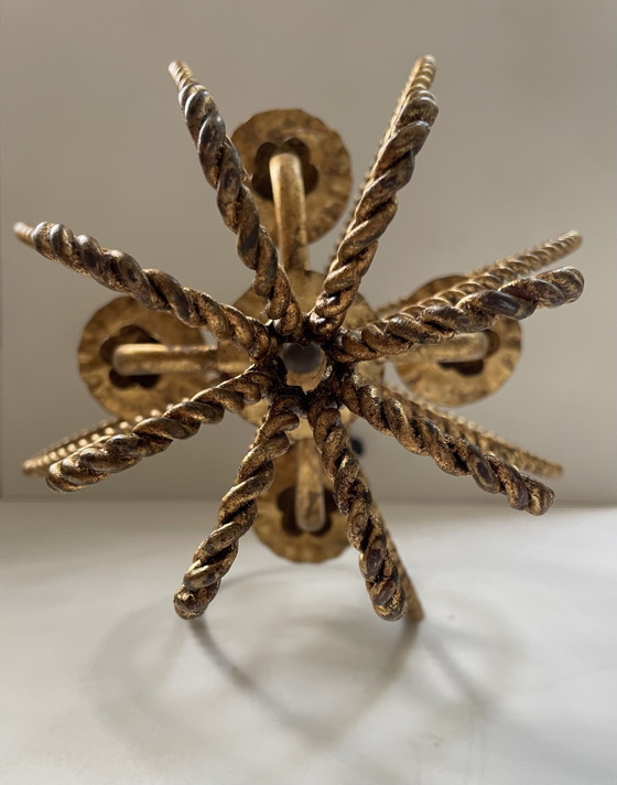 Image 1 of Vintage pendant lamp chandelier gilded Hollywood Regency