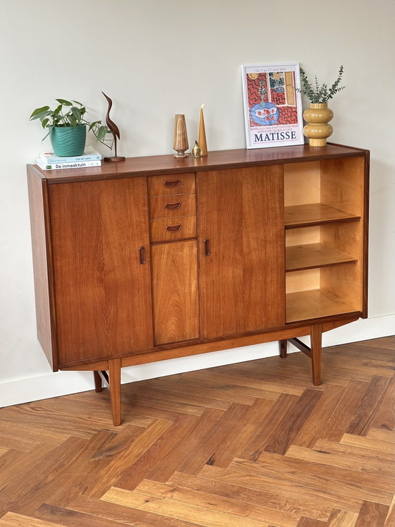 Mobile pensile vintage in stile danese con cassetti in teak, anni '50/'60/'70. – Credenze alte, Wood (photo 11 of 15)