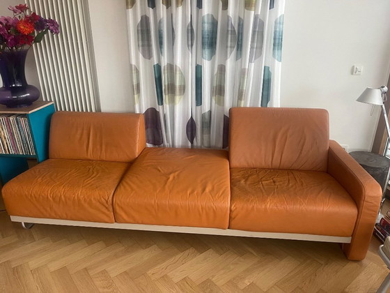 Image 1 of Reflex Artifort modulebank in cognackleurig leer 3-zits design Toine van den Heuvel