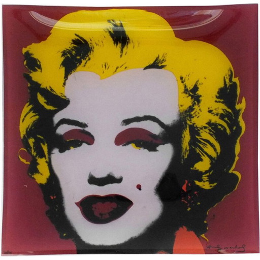 Vintage Rosenthal vierkant glas celebrity serie van Andy Warhol, 1980