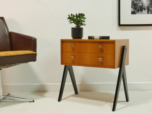 Meuble d'entrée vintage des années 1960, commode moderne du milieu du siècle, placage en érable, buffet à 2 tiroirs