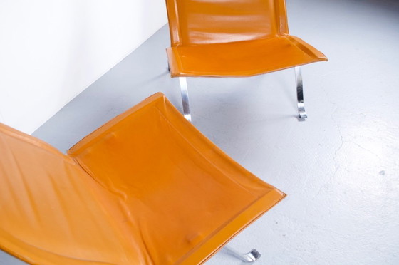 Image 1 of IMPONENTE COPPIA DI POLTRONE IN PELLE E ACCIAIO DEGLI ANNI '60