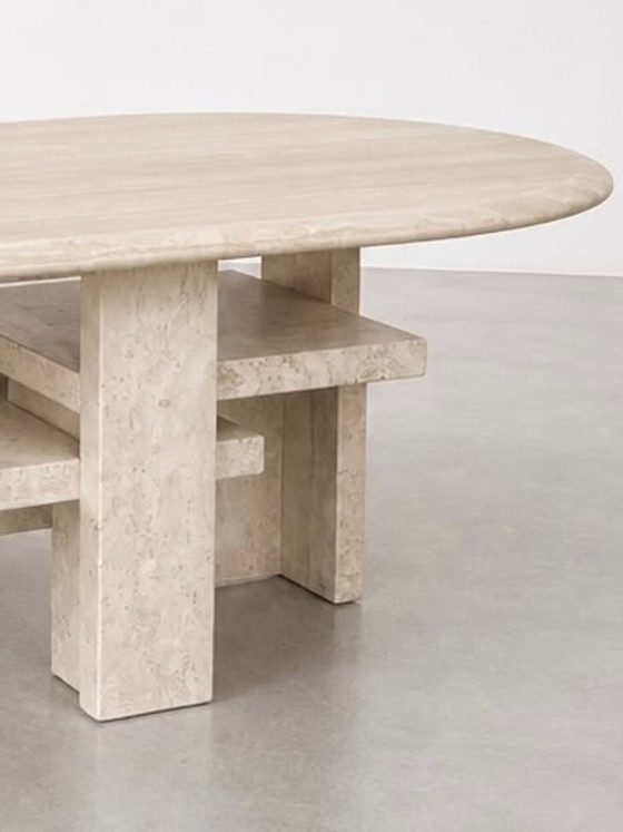 Travertine Modern Coffee Table Cream (photo 3 of 5)
