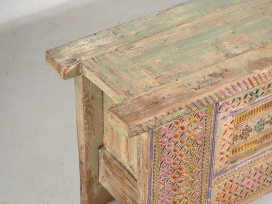 Credenza antica dipinta in legno di pino – Xinjiang, circa 1930 – Credenze con vetrina, Wood (photo 21 of 40)
