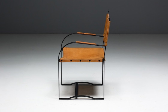 Image 1 of Cognacbruine leren fauteuil, België, jaren 60