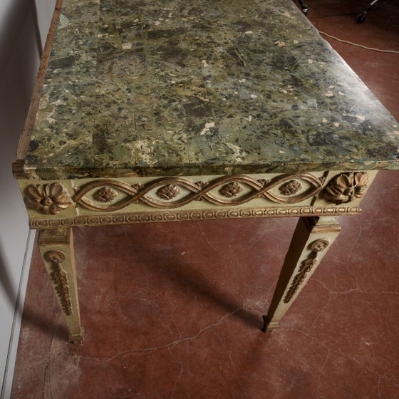 Louis XIV Lacquered Wood Console Writing Desk, 17th Century, Scagliola Top, Multi Color, Barok (photo 10 of 33)