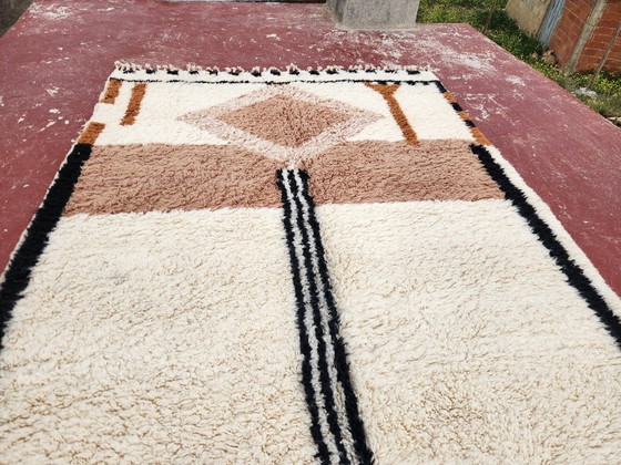 Image 1 of Groot Beni Ouarain tapijt 300x206 cm – Handgemaakt Marokkaans wollen tapijt – Neutraal Berber geometrisch ontwerp