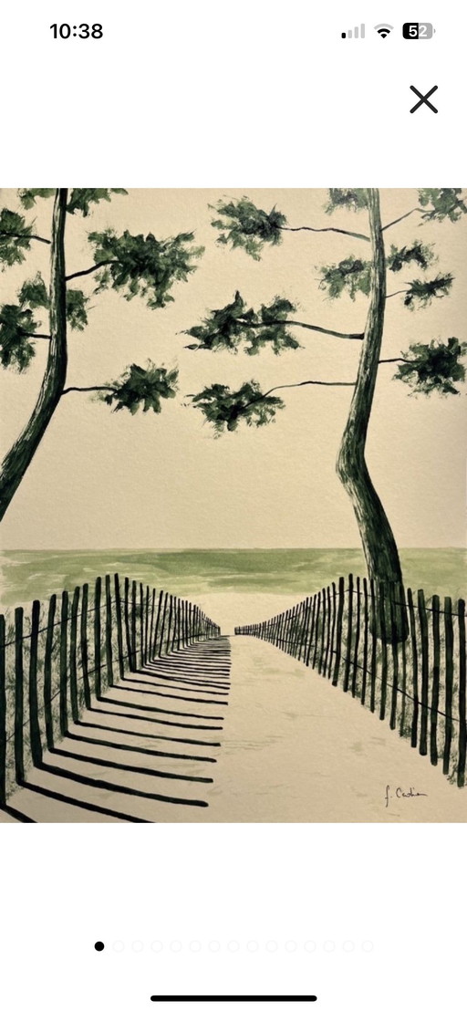 Olive green ink on 250g natural paper.