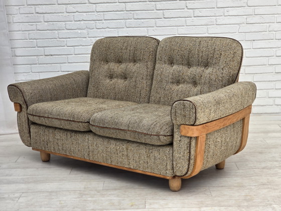 Image 1 of 1970s Danish 2-Seater Sofa, Original Condition, Furniture Wool, Bentwood