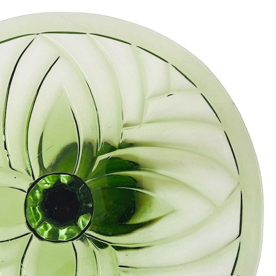 Image 1 of Art Deco Cake Plate Luxval Val St. Lambert green 1930s