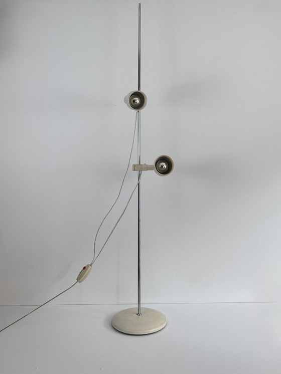 Image 1 of Vintage Adjustable Floor Lamp, Chrome and Beige Pressed ABS, France, 1970