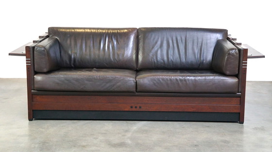 Image 1 of Schuitema Art Deco Leather 2.5 Seater Design Sofa, Model Baldwin