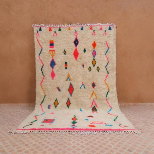 Tapis marocain Azilal en laine, fait main, 3 x 2 m