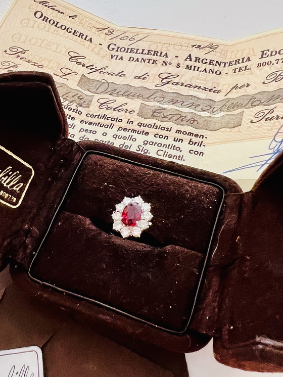 Image 1 of Brambilla Milano Ring - 1.30ct Ruby & Extra/IF Diamonds - Certified 1989