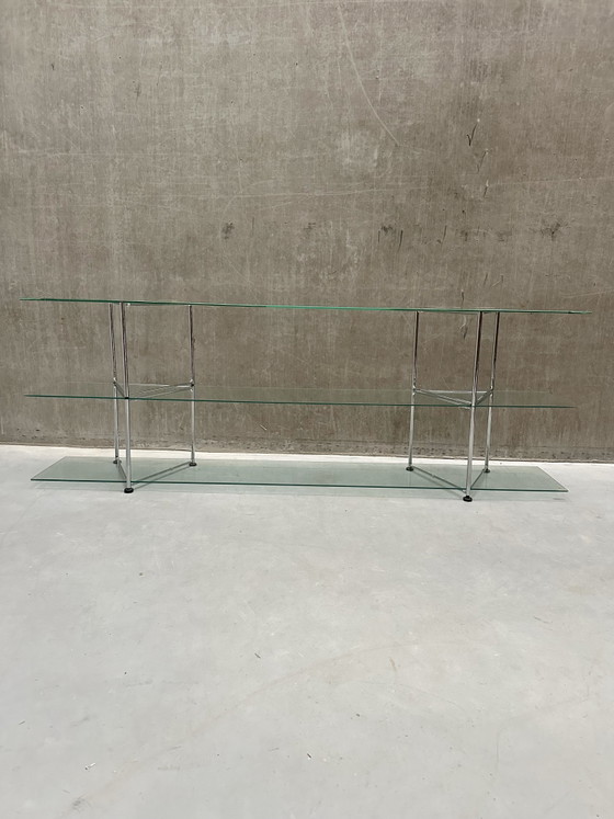 Scaffali a muro in vetro vintage IKEA NARR | Richard Clack, 1991, Metallo, Argentato (foto 7 di 9)