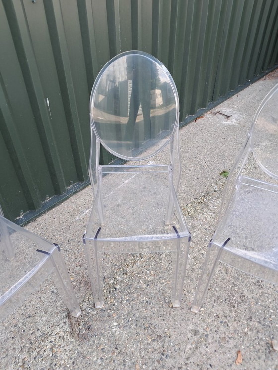 Image 1 of 6 Victoria Ghost chairs by Kartell, designed by Philippe Starck