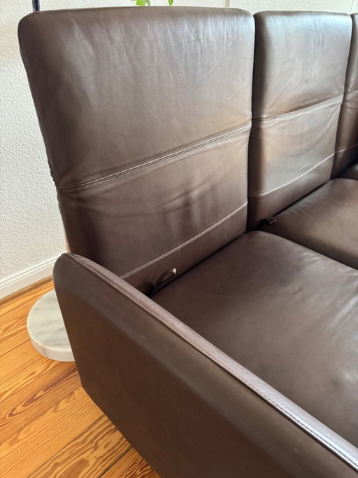 Brühl Roro Medium 3-Seater Leather Pearl Dark-Brown