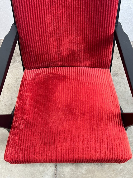 Poltrona vintage, nera e rossa, anni '50, Paesi Bassi – Poltrone, Wood (photo 10 of 11)