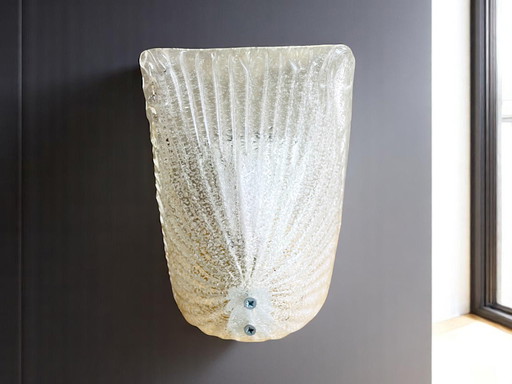 Portuguese Rectangular Murano Type Glass Clear Wall Sconce Light, 1990s
